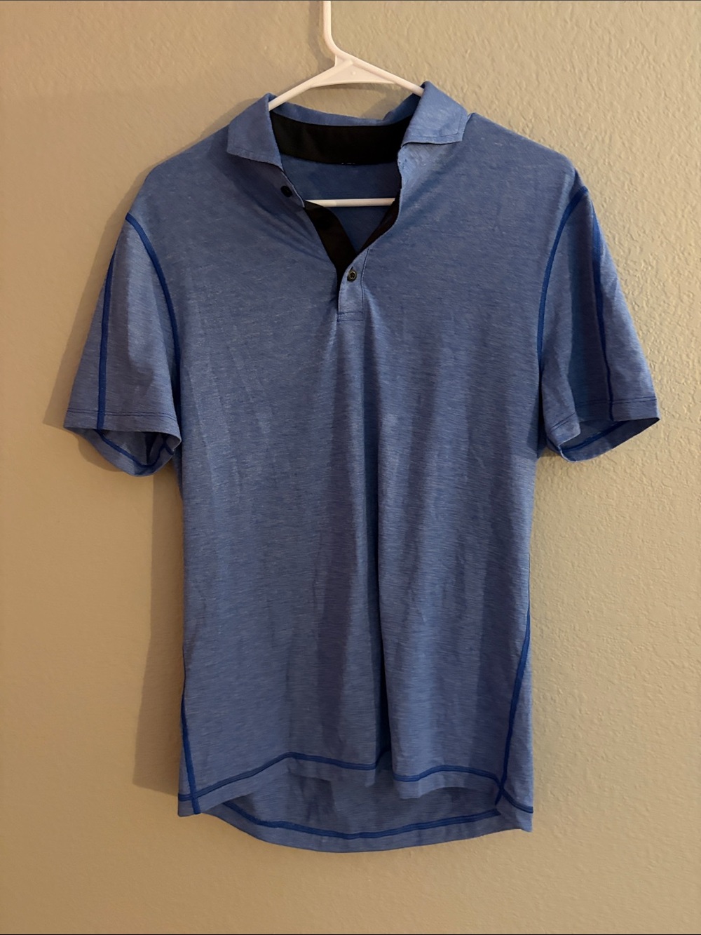 Lululemon Men's Blue Short-Sleeve Polo Shirt